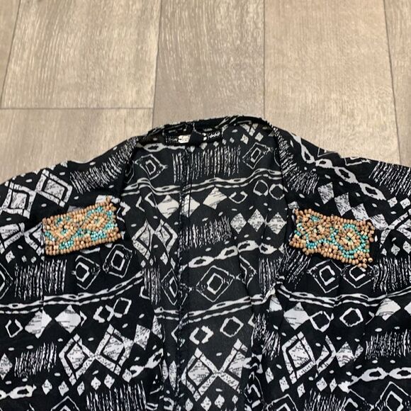 Womens Miss Me Aztec Boho Lightweight Open Front Cardigan Beach Duster - Picture 7 of 7